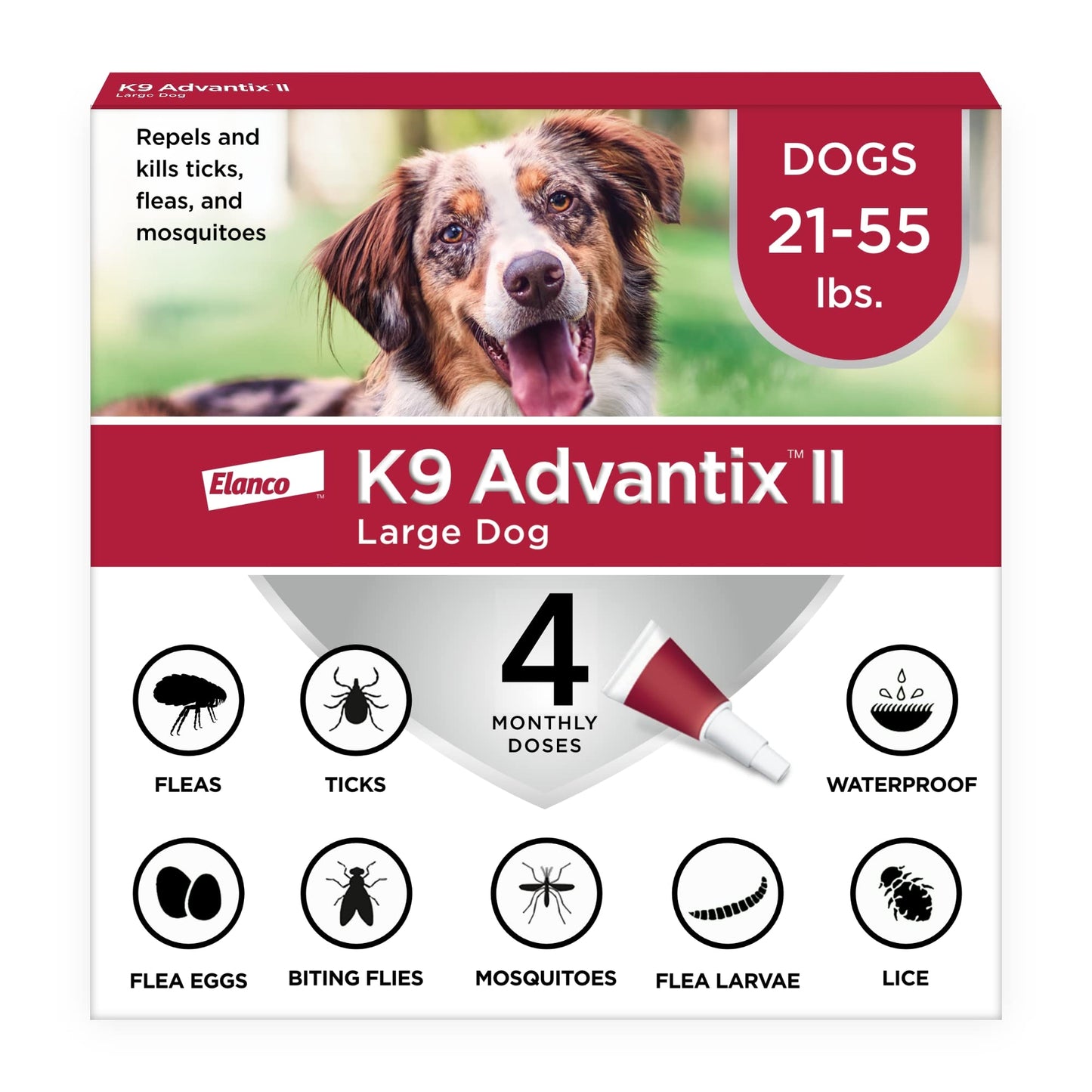 HOTK9 Advantix II Large Dog Vet-Recommended Flea, Tick & Mosquito Treatment & Prevention | Dogs 21-55 lbs. | 2-Mo Supply (Packaging may vary)