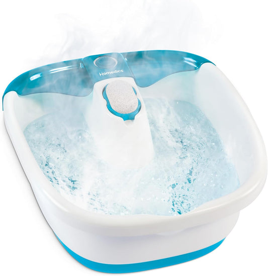 HOTHomedics Bubble Mate Foot Spa, Toe Touch Controlled Foot Bath with Invigorating Bubbles and Splash Proof, Raised Massage Nodes and Removable Pumice Stone