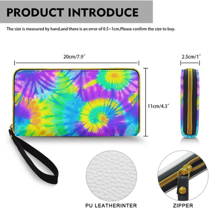 HOTColorful Tie-Dye Large Capacity Wristlet Wallet for Women Gradient Spiral Long Zipper Purse Abstract Aesthetics Travel Wallet Clutch Bag Handbag with Coin Pocket