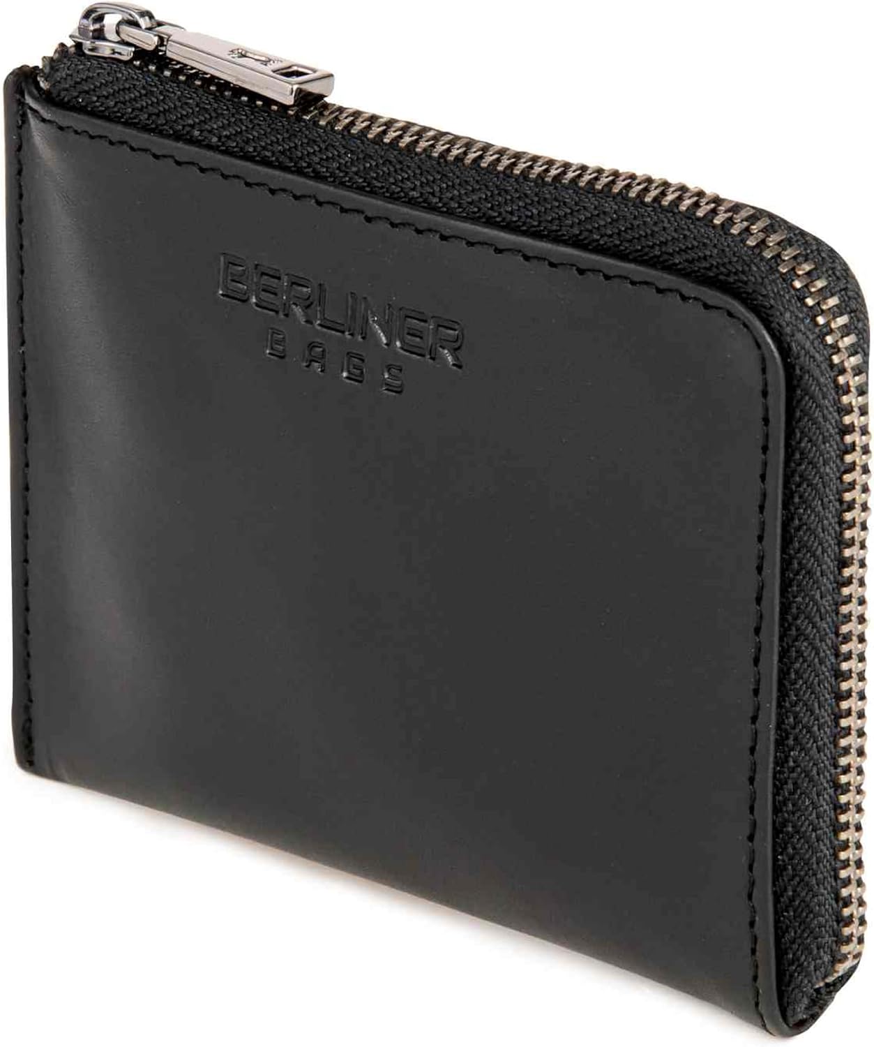HOTBERLINER BAGS Genuine Leather Coin Purse Mark, Credit Card Holder, Mini Wallet with Zipper for Men and Women