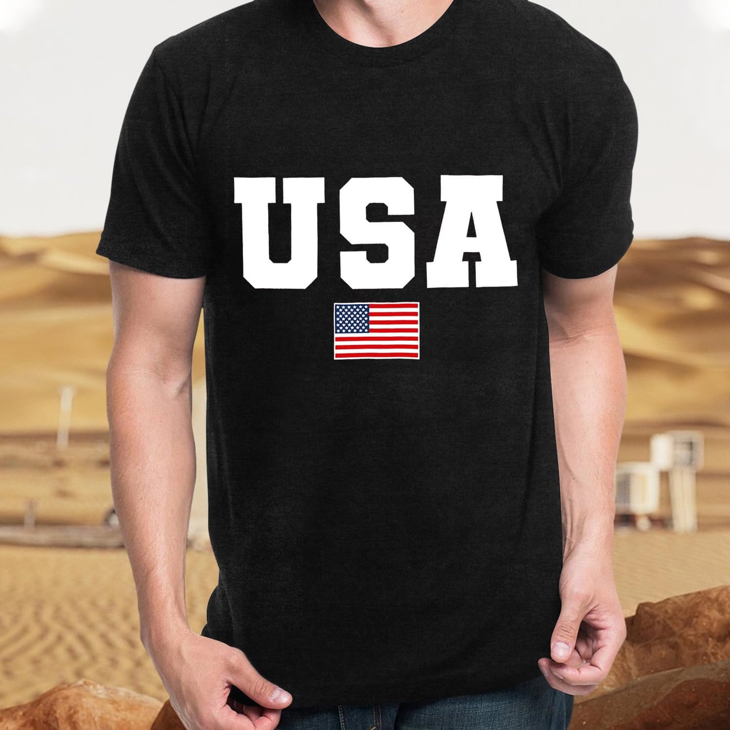 HOTSUWATOIN USA 4th of July Shirts for Men American Flag Short Sleeve Patriotic Independence Day Tee Top