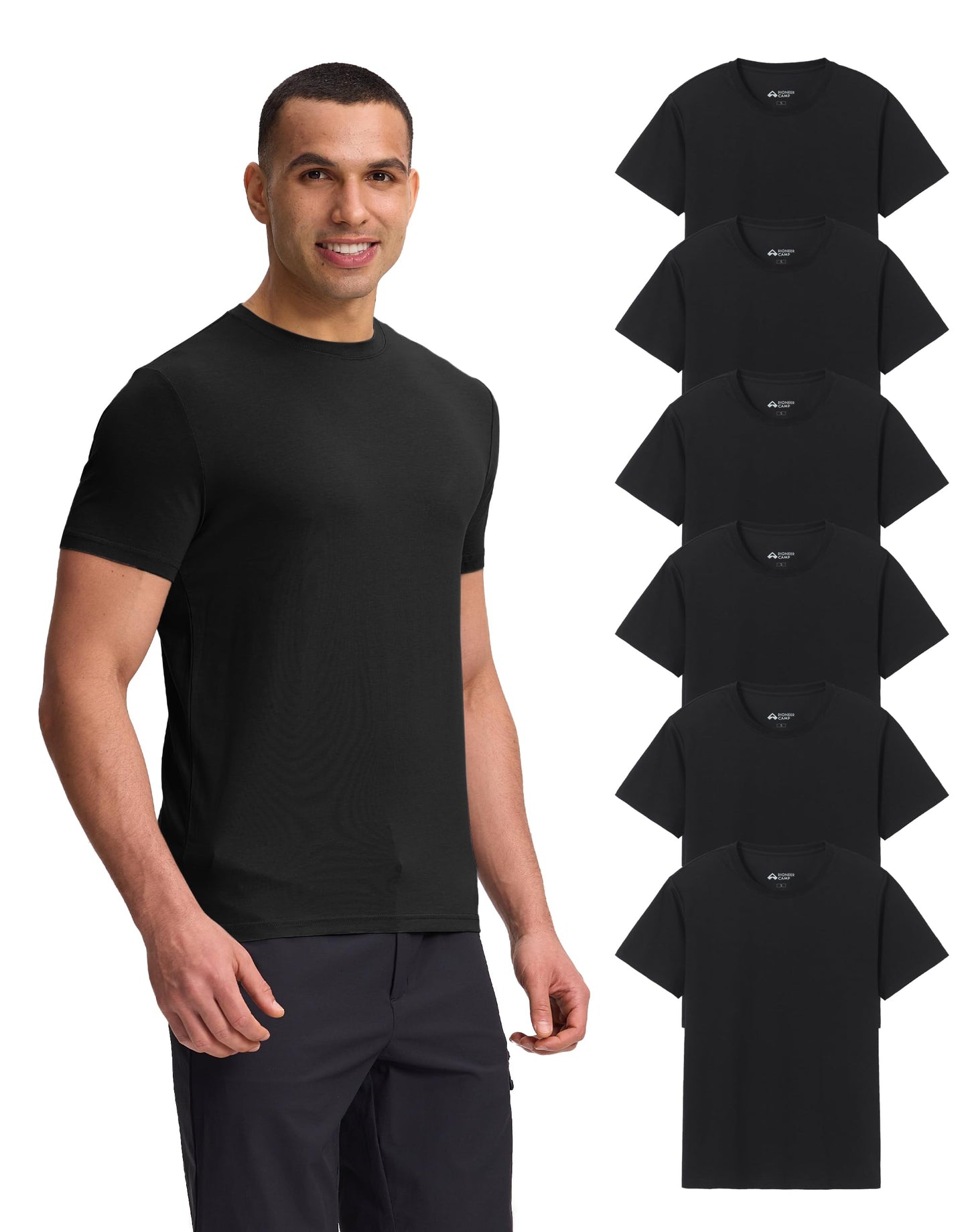 HOTPioneer Camp Mens Bamboo Shirts Ultra Soft Plain Tshirts for Men Cooling Crew Neck Casual Basic Tee Shirt Undershirt