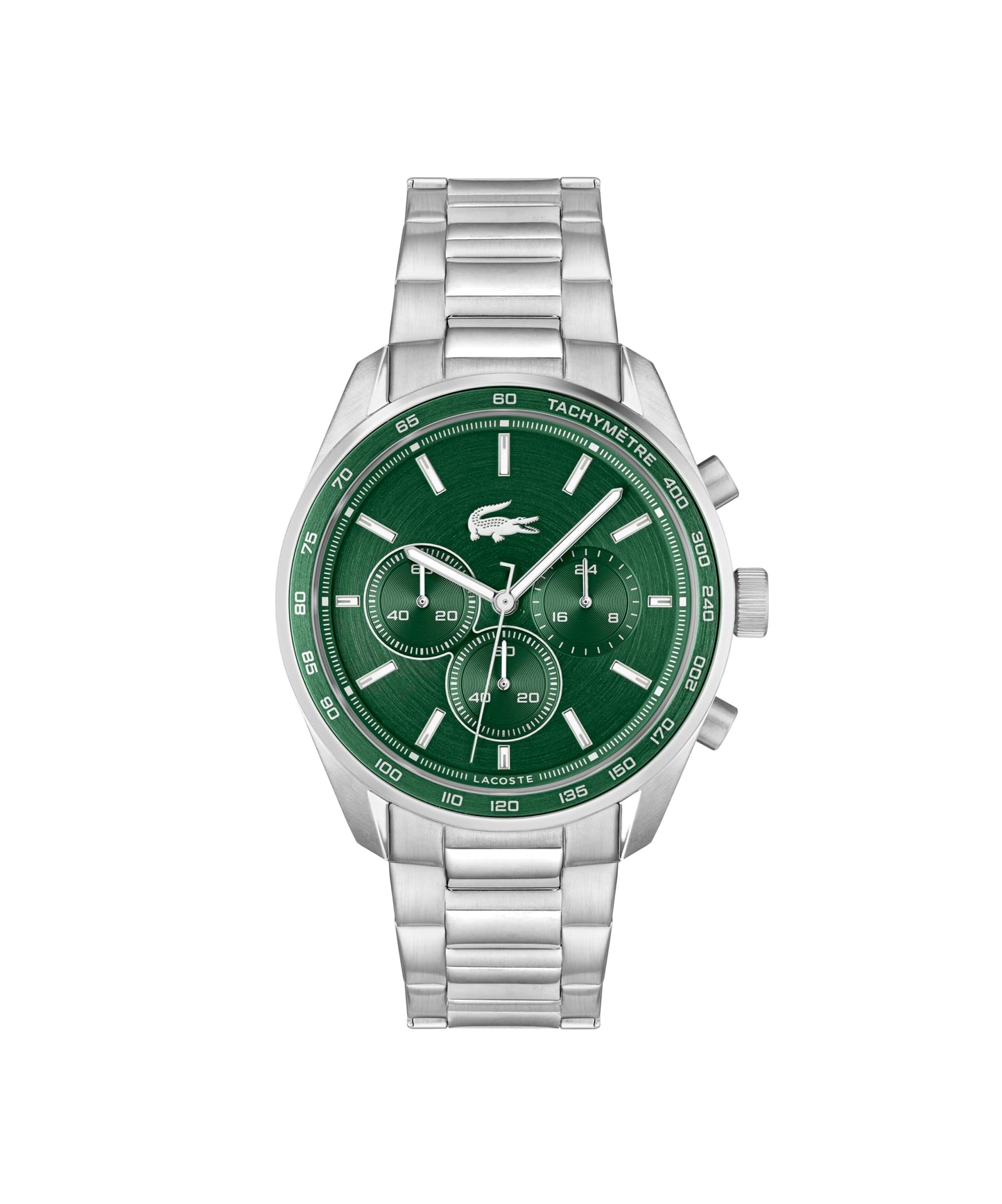 HOTLacoste Boston Men's Chronograph Watch - Classic Stainless Steel - Tachymeter - Water Resistant up to 5ATM/50 Meters - Modern Design for Him - 42mm