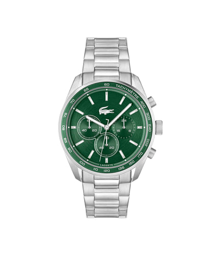 HOTLacoste Boston Men's Chronograph Watch - Classic Stainless Steel - Tachymeter - Water Resistant up to 5ATM/50 Meters - Modern Design for Him - 42mm
