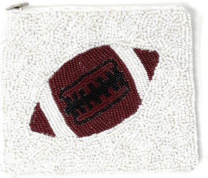 HOTFootball Beaded Coin Purse Pouch, Small Wallets for Her, Gift Card Pouch Birthday Gift, Football Fan Must Have