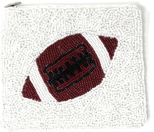 HOTFootball Beaded Coin Purse Pouch, Small Wallets for Her, Gift Card Pouch Birthday Gift, Football Fan Must Have