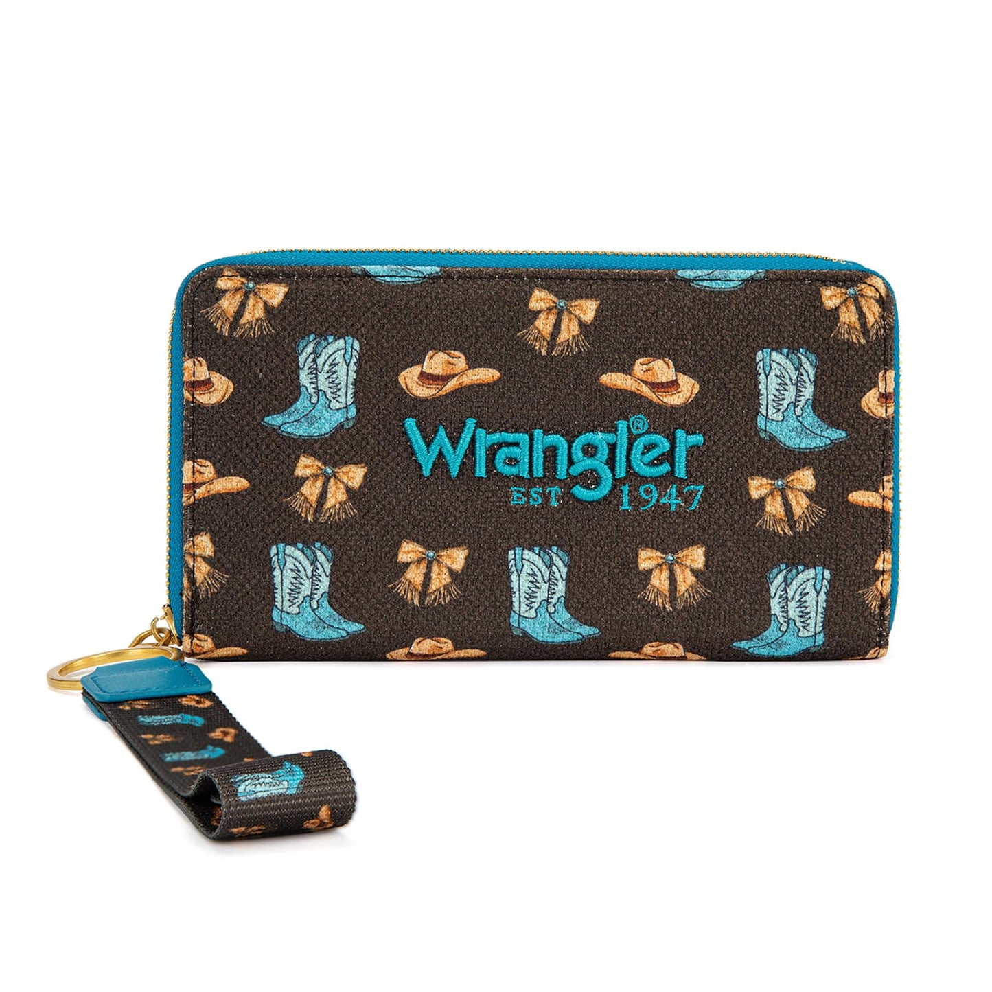 HOTx Wrangler Rodeo Icons Wallet for Women Western Wristlet Wallets Large Travel Wallet Ladies Female Wallet with RFID Blocking