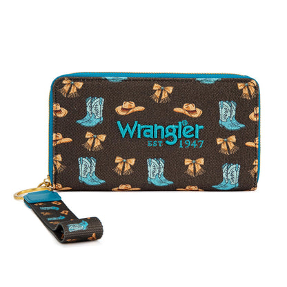 HOTx Wrangler Rodeo Icons Wallet for Women Western Wristlet Wallets Large Travel Wallet Ladies Female Wallet with RFID Blocking