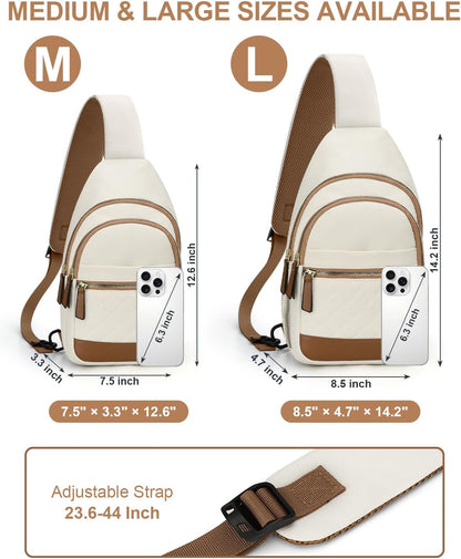 HOTCapolo Sling Bag for Women Men Waterproof Crossbody Bags for Women Trendy Casual Fanny Pack with Convertible Shoulder Strap Chest Bag for Travel Hiking(Beige, Medium)