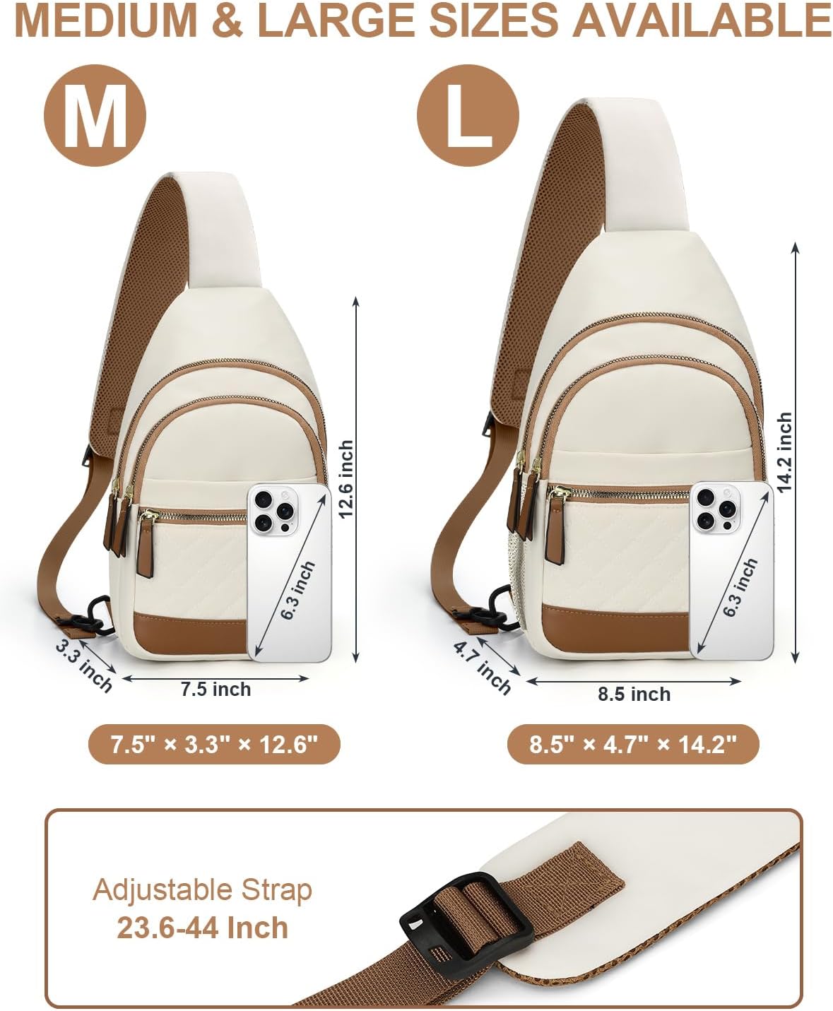 HOTCapolo Sling Bag for Women Men Waterproof Crossbody Bags for Women Trendy Casual Fanny Pack with Convertible Shoulder Strap Chest Bag for Travel Hiking(Beige, Medium)