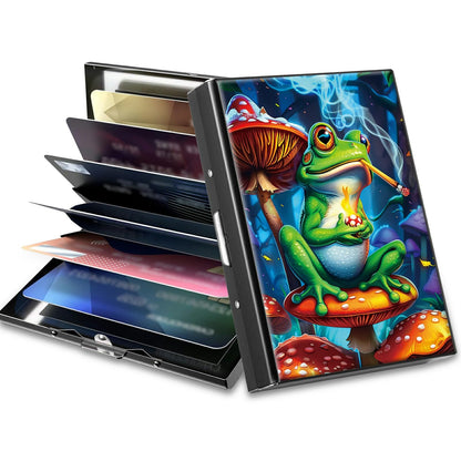 HOTCute Credit Card Holder with Zipper, Crow Skull RFID-Blocking Card Case Small Wallet for Women Men, Multi-slot Card Organizer Case Travel Accordion Wallet