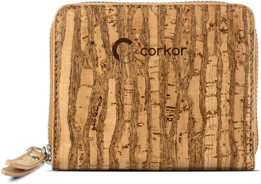 HOTCorkor Cork RFID Square Wallet – Women’s Wallet - RFID Blocking - Vegan Leather – Cruelty Free – Eco Friendly - Zebra