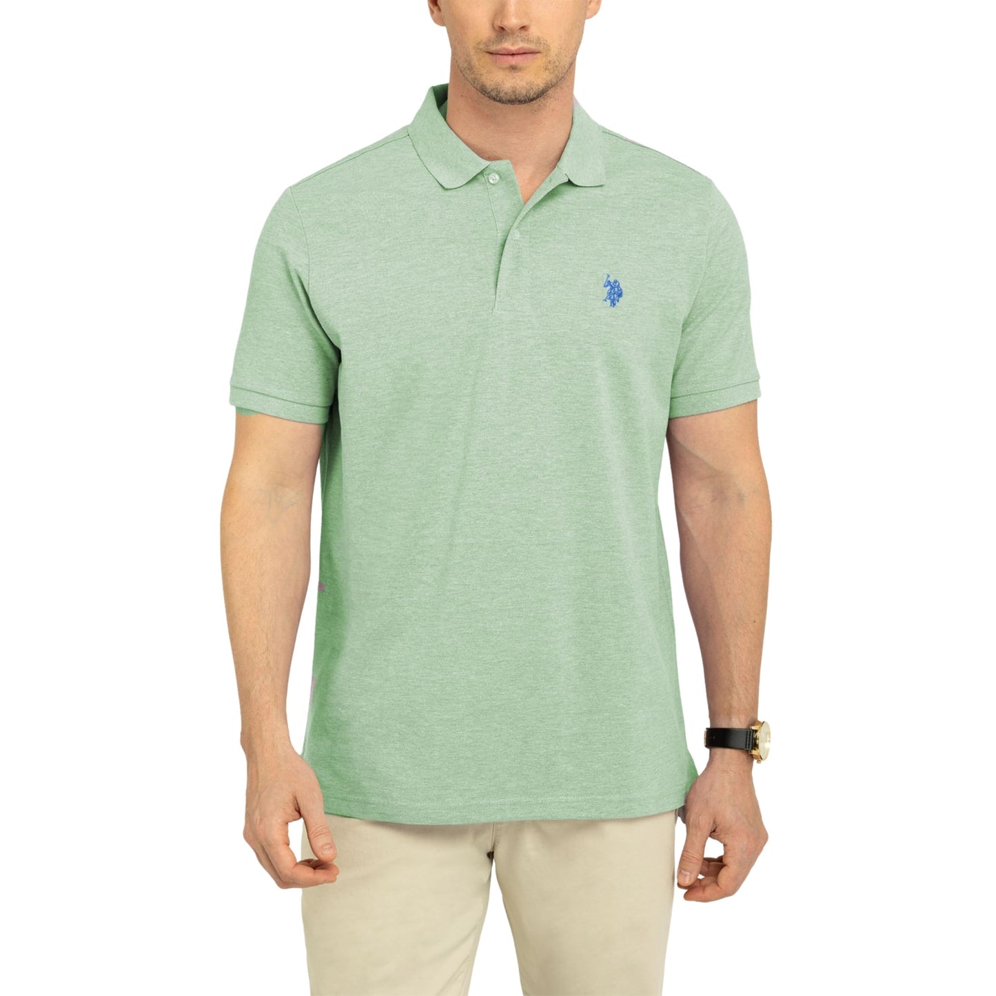 HOTU.S. Polo Assn. Men's Classic Polo Shirt, Two-Button Closure Pique Polo Shirt, Summer Fashion Golf Shirt | Two-Button Closure Pique Polo Shirt, Summer Fashion Golf Shirt
