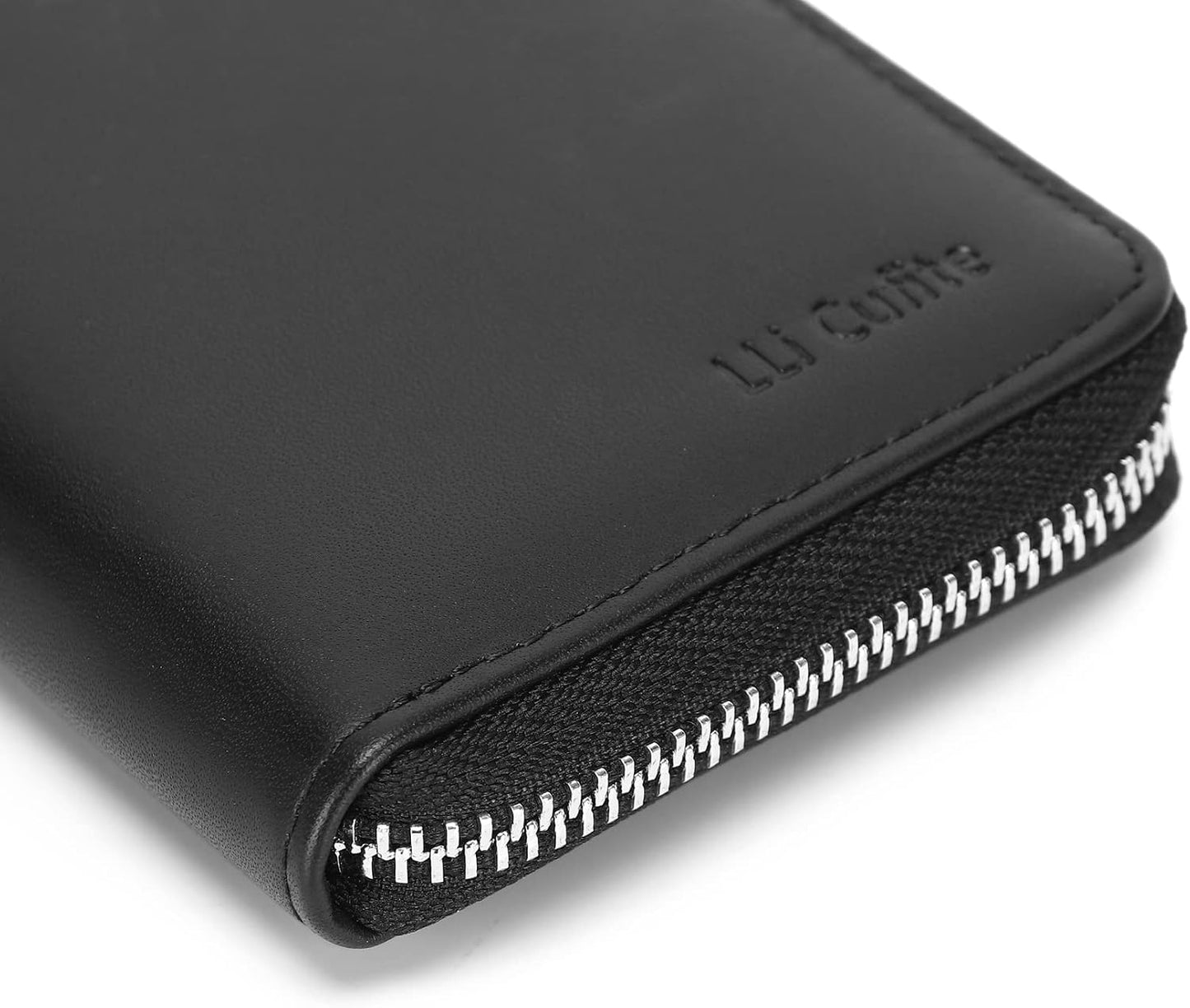 HOTLLi Cufite Genuine Leather Zipper Checkbook Cover with Divider & Card Holder Italian Calfskin, For Men & Women, Deluxe Check Holder RFID Blocking