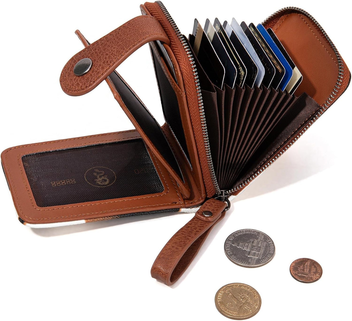 HOTMontana West X Wrangler Credit Card Holder Small Wallets for Women Compact Credit Card Case With Smooth Zipper and ID Window