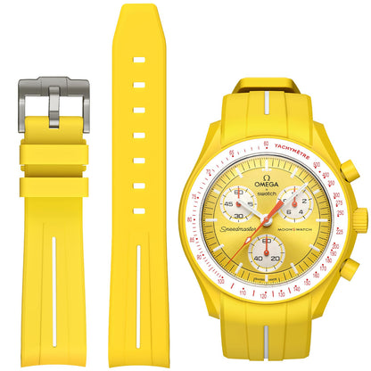 HOTBands for Moonswatch Watch,Curved No Gap Rubber Strap Compatible with Omega X Swatch Moonswatch Speedmaster/Rolex/SEIKO 20mm Watch,Swatch Omega Moonswatch Speedmaster Watch Replacement Band Men Women