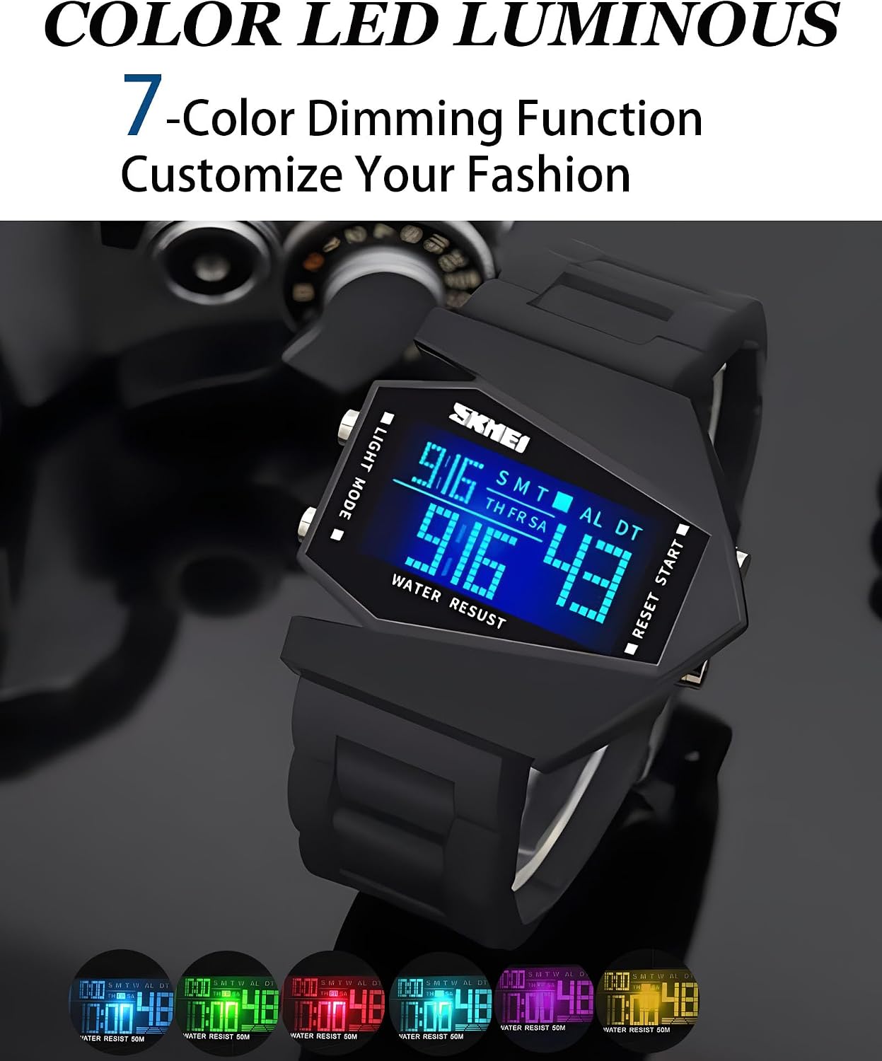 HOTGosasa Men Sports Military Watches Digital Airplane Shaped LED Light Waterproof Watches