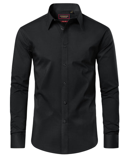 HOTLion Nardo Cotton Mens Dress Shirts Long Sleeve Wrinkle Free Business Casual Button Down Shirts Formal Shirts Big and Tall
