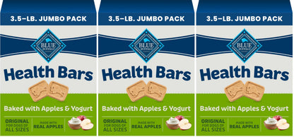 HOTBlue Buffalo Health Bars Dog Biscuits Variety Pack (Bacon Egg Cheese, Apples & Yogurt, Pumpkin & Cinnamon) Healthy Dog Treats with No Artificial Flavors or Preservatives, 16 oz. Each (3 Bags)