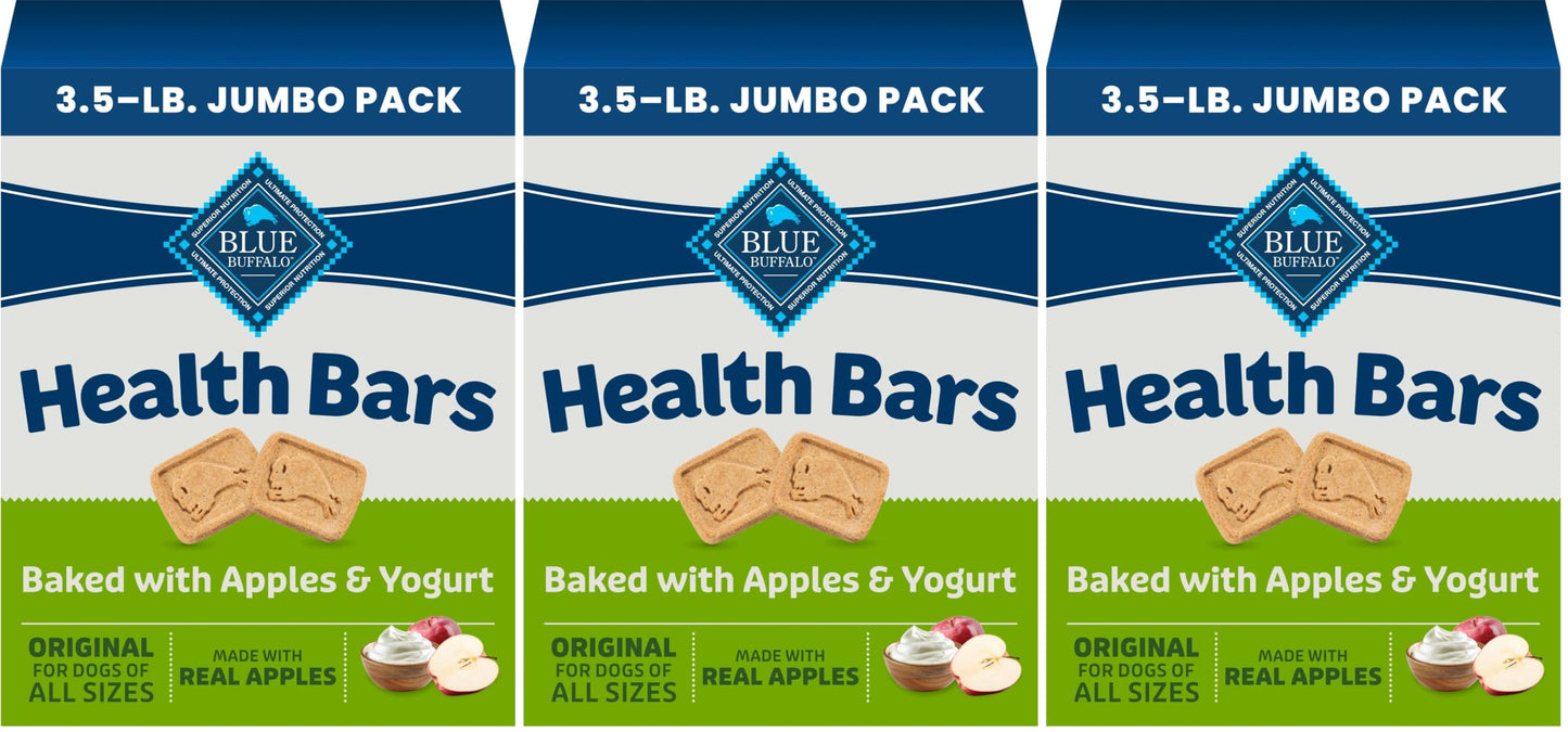 HOTBlue Buffalo Health Bars Bacon, Egg & Cheese Crunchy Dog Biscuits, Oven-Baked with Real Bacon & Natural Ingredients, Healthy Dog Treats with No Artificial Flavors or Preservatives, Jumbo Box 3.5 lbs.