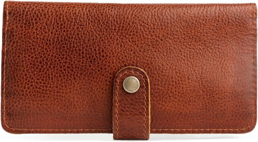 HOTPortland Leather Goods Women's Bifold Wallet – Slim Design with Secure Snap, 8 Card Slots & Interior Zipper Pocket – Nutmeg