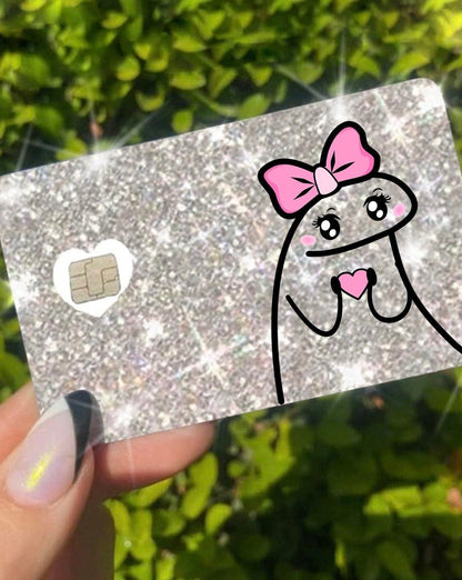 HOTExotixCard The Original Reflective Sticker Ultra Bling Debit - Credit Card Shiny Skin Removable Cover Especially Bright Back Information Card Cover Silver Heart ExotixLuv Luxury (Bow Pink Hot)