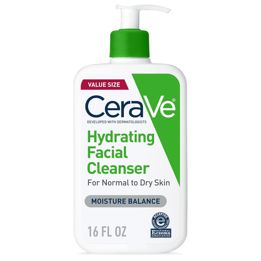 HOTCeraVe Hydrating Facial Cleanser, Moisturizing Face Wash For Dry Skin, Hyaluronic Acid + Ceramides + Glycerin, Hydrating Cleanser For Normal To Dry Skin, National Eczema Association Certified, 16 Oz