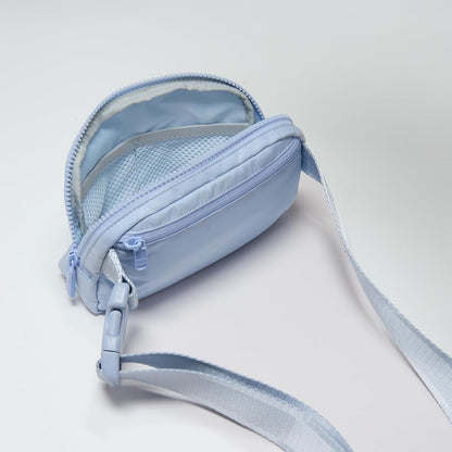 HOTPander Two Way Zipper Fanny Pack Nylon Everywhere Belt Bag for Women, Water Repellent Waist Packs, Crossbody Bags with Adjustable Strap (Windmill Blue).