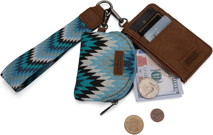 HOTWrangler Aztec Keychain Wristlet Wallets for Women Western Dual Pouch Wristlet Credit Card Holder Wallet with Zipper Pocket WG2211-W0051JN