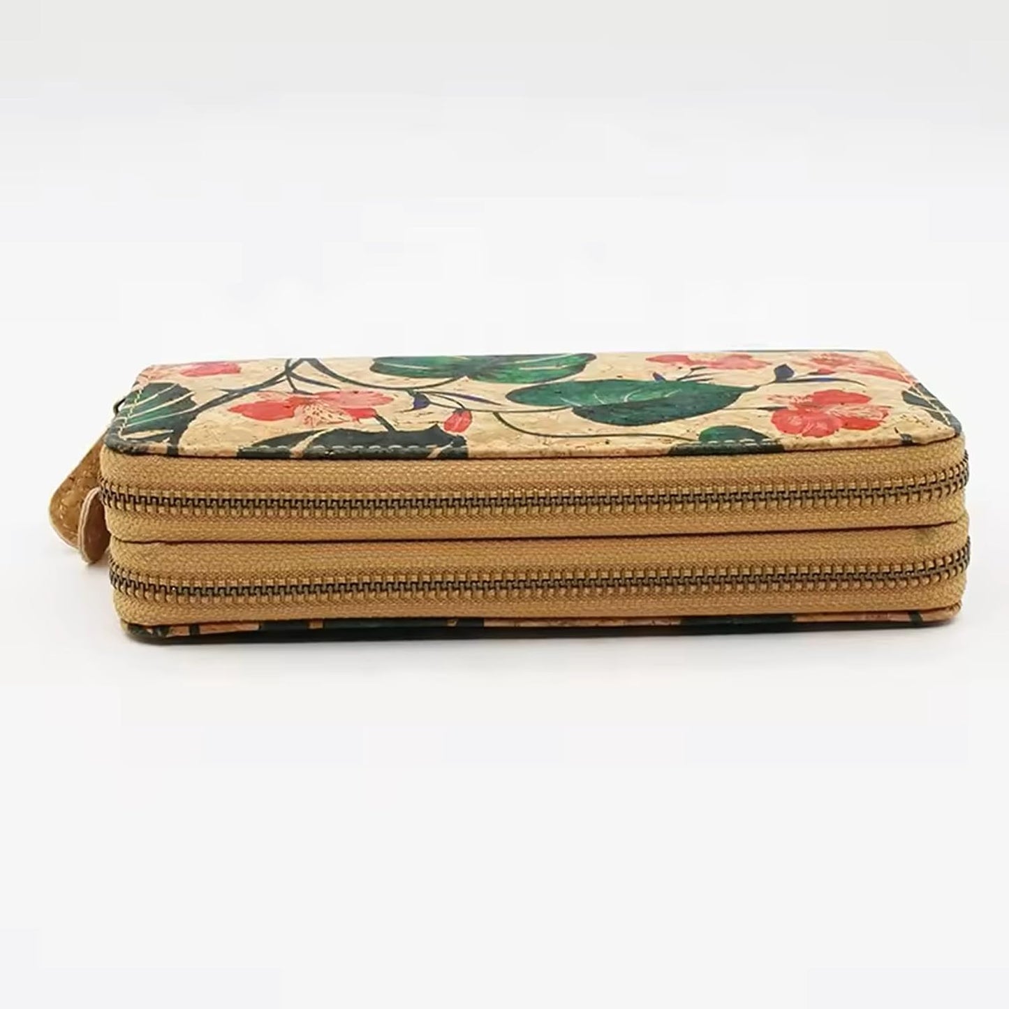 HOTHandmade Cork double zipper wallet, 100% Cork Lightweight durable, natural vegan organic sustainable Eco friendly gift