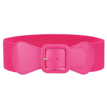 HOTJASGOOD Women Elastic Wide Belt Stretchy Vintage Waist Belt for Dress with Fashion Square Buckle