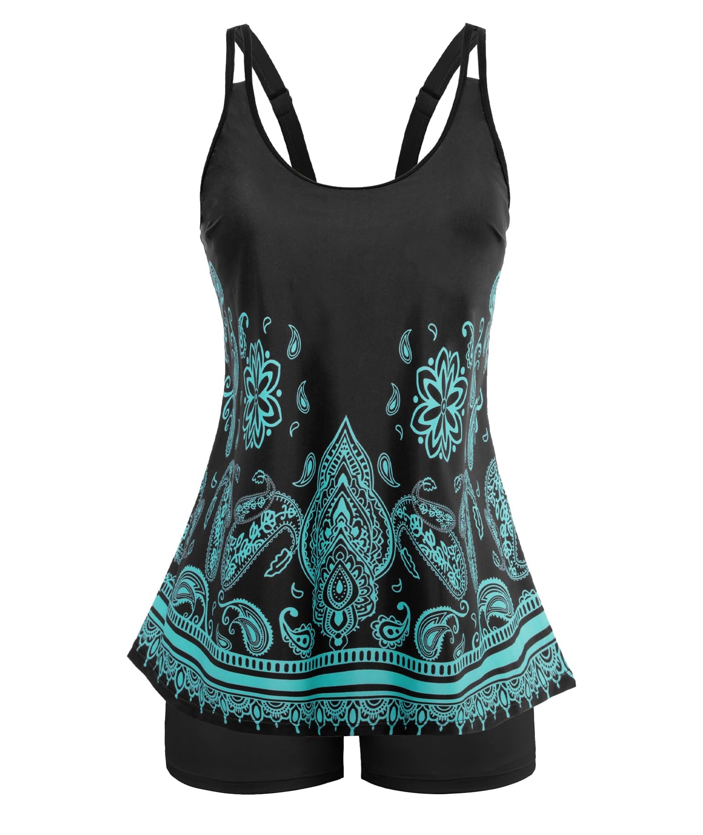 HOTArolina Tankini Swimsuits for Women Tummy Control Two Piece Bathing Suits Flowy Swim Tops with Boy Shorts