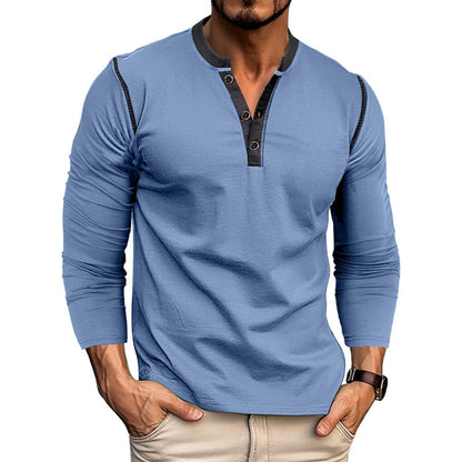 HOTMen's Casual Henley Shirts Classic Button Cotton Short Sleeve T-Shirt Summer Basic Solid Lightweight Tees Tops