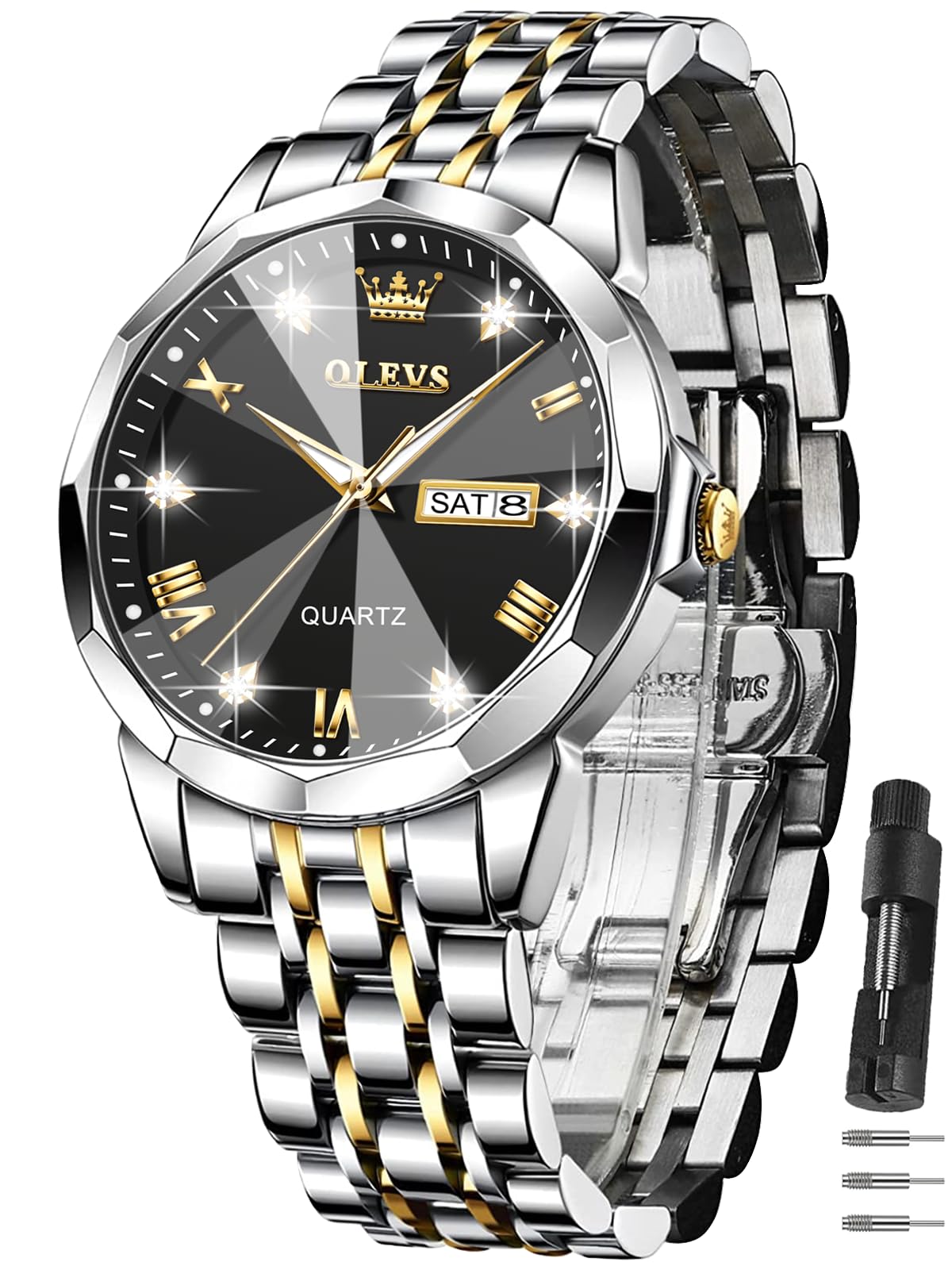 HOTOLEVS Men's Watch,Classic Silver Watches for Men, Waterproof Stainless Steel Roman Numbers Men's Watch Easy to Read