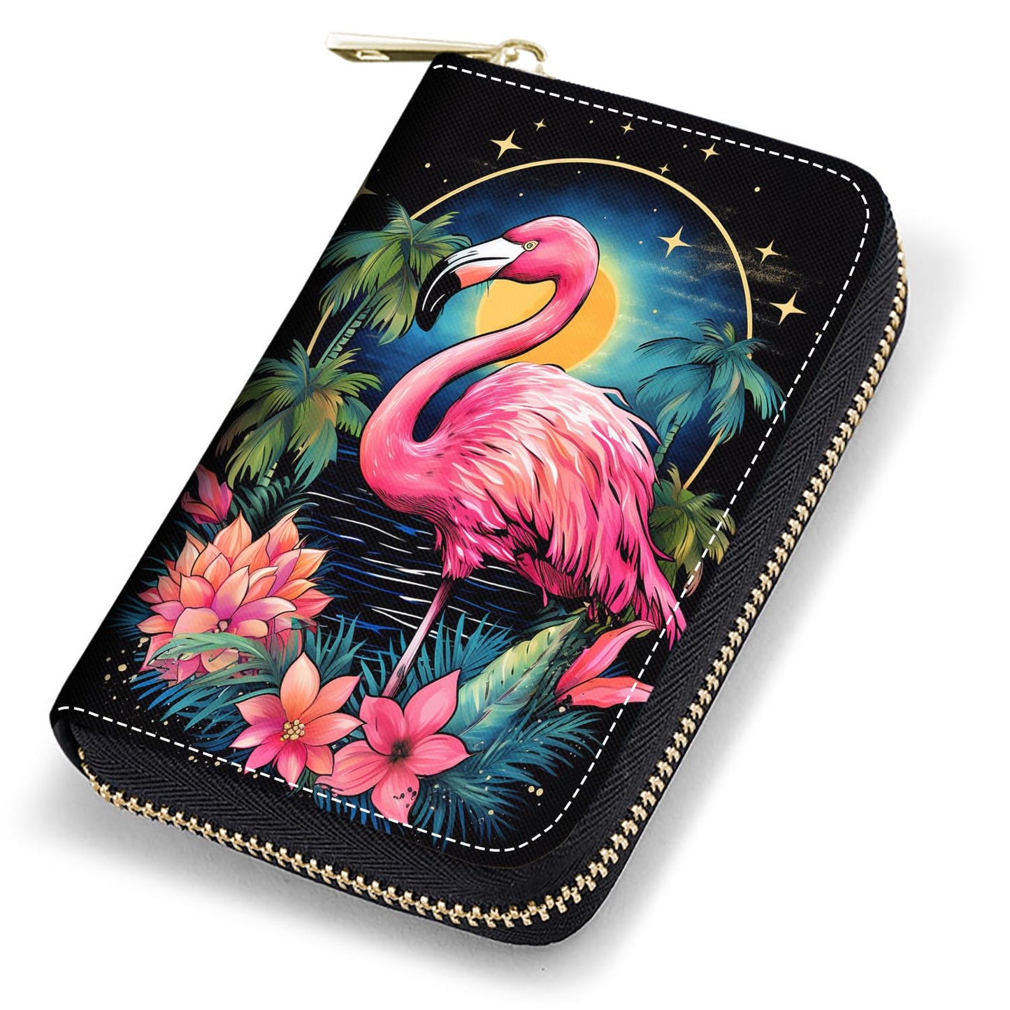 HOTCredit Card Holder Wallets for Women, RFID Blocking Small Leather Card Case Wallet with Zipper Accordion Wallets, Floral Quote Bible Verse Psalm 46:10