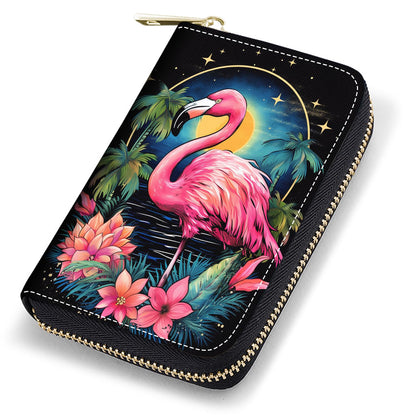 HOTCredit Card Holder Wallets for Women, RFID Blocking Small Leather Card Case Wallet with Zipper Accordion Wallets, Floral Quote Bible Verse Psalm 46:10