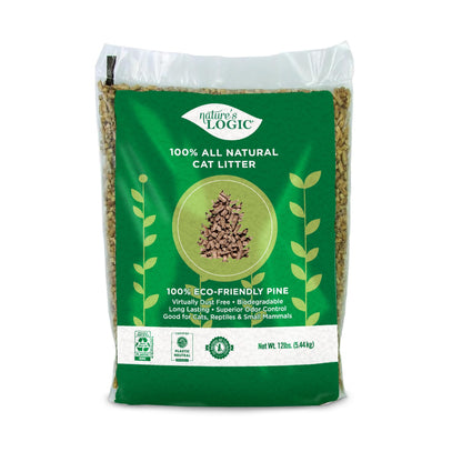 HOTNature's Logic 100% Natural Pine Pellet Cat Litter - Dust-Free, Unscented, Biodegradable - Safe for Cats, Kittens, Reptiles & Small Pets - Highly Absorbent - 12 lb Bag