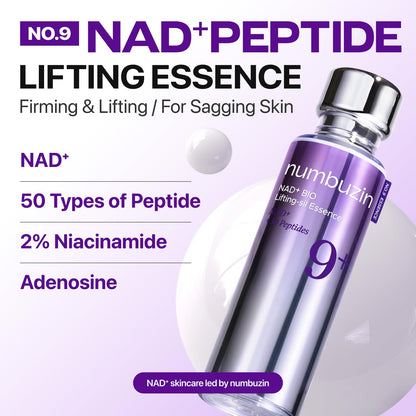 HOTnumbuzin No.9 NAD+ Peptide Serum for Face, Neck and Body - for anti-aging, Sagging Skin, Fine Lines & Elasticity, Lifting, Hydrating & Skin Tightening Formula, Korean Skincare 1.69 fl oz