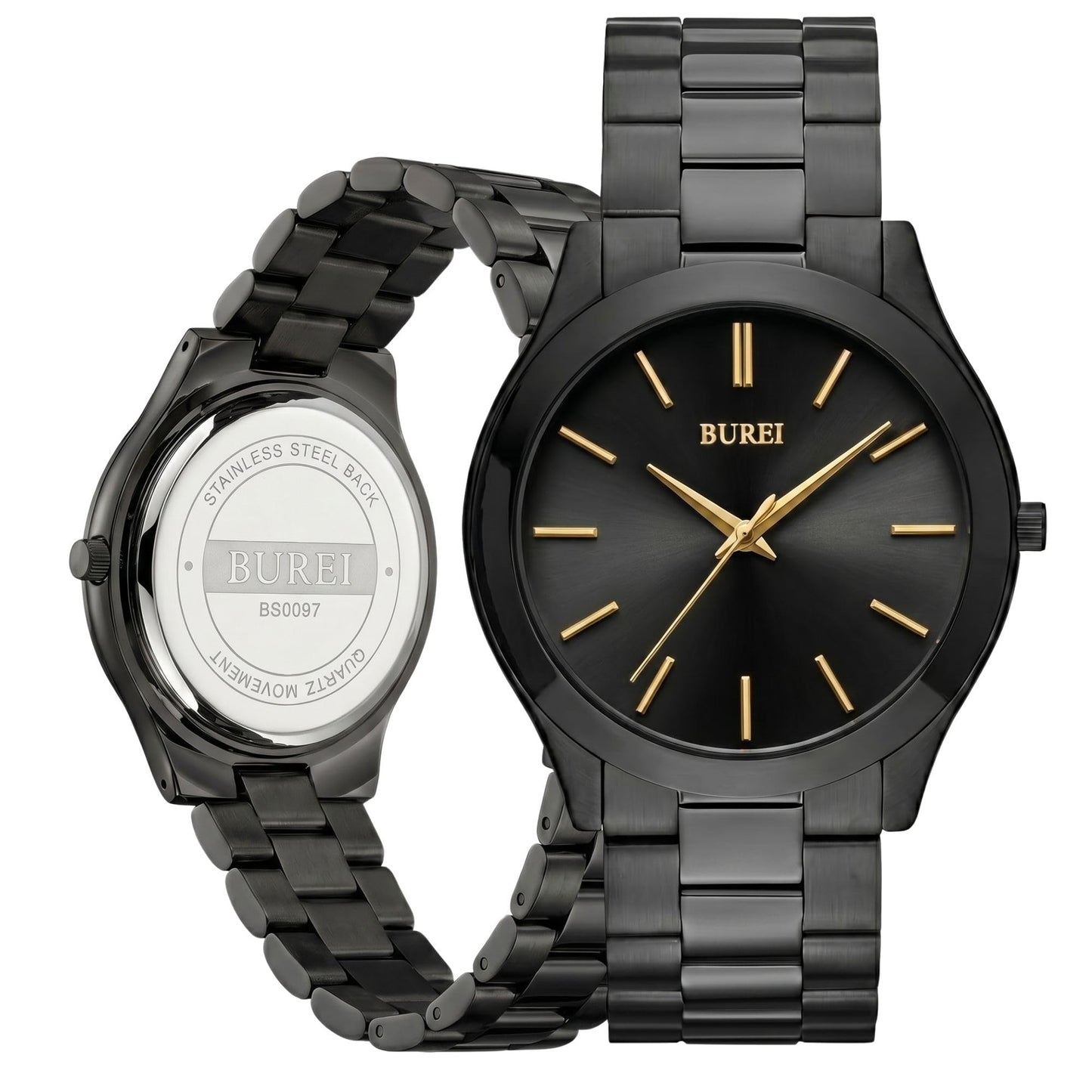 HOTBUREI Men Watches Gifts for Men Fashion Stainless Steel Analog Quartz Waterproof Watches for Mens