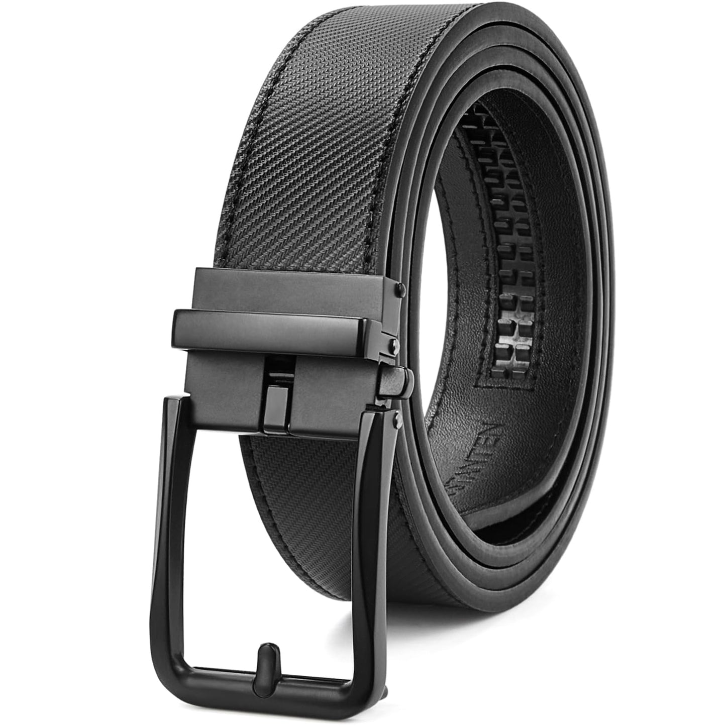 HOTBOSTANTEN Mens Belt Leather Ratchet 1 3/8'' Belt For Men Gift Dress and Casual with Adjustable Buckle, Trim to Fit