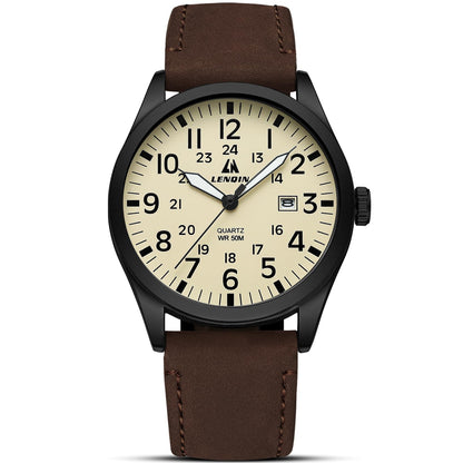 HOTLN LENQIN Mens Watches Stainless Steel Analog Quartz Watch for Men Easy Reader 38 mm Fashion Business Waterproof Men's Wrist Watches with Date and Expansion Band