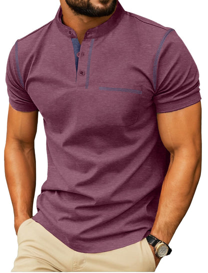 HOTSailwind Mens Henley Shirts Short Sleeve Summer Casual Classic Cotton T Shirts Pocket Button Shirt