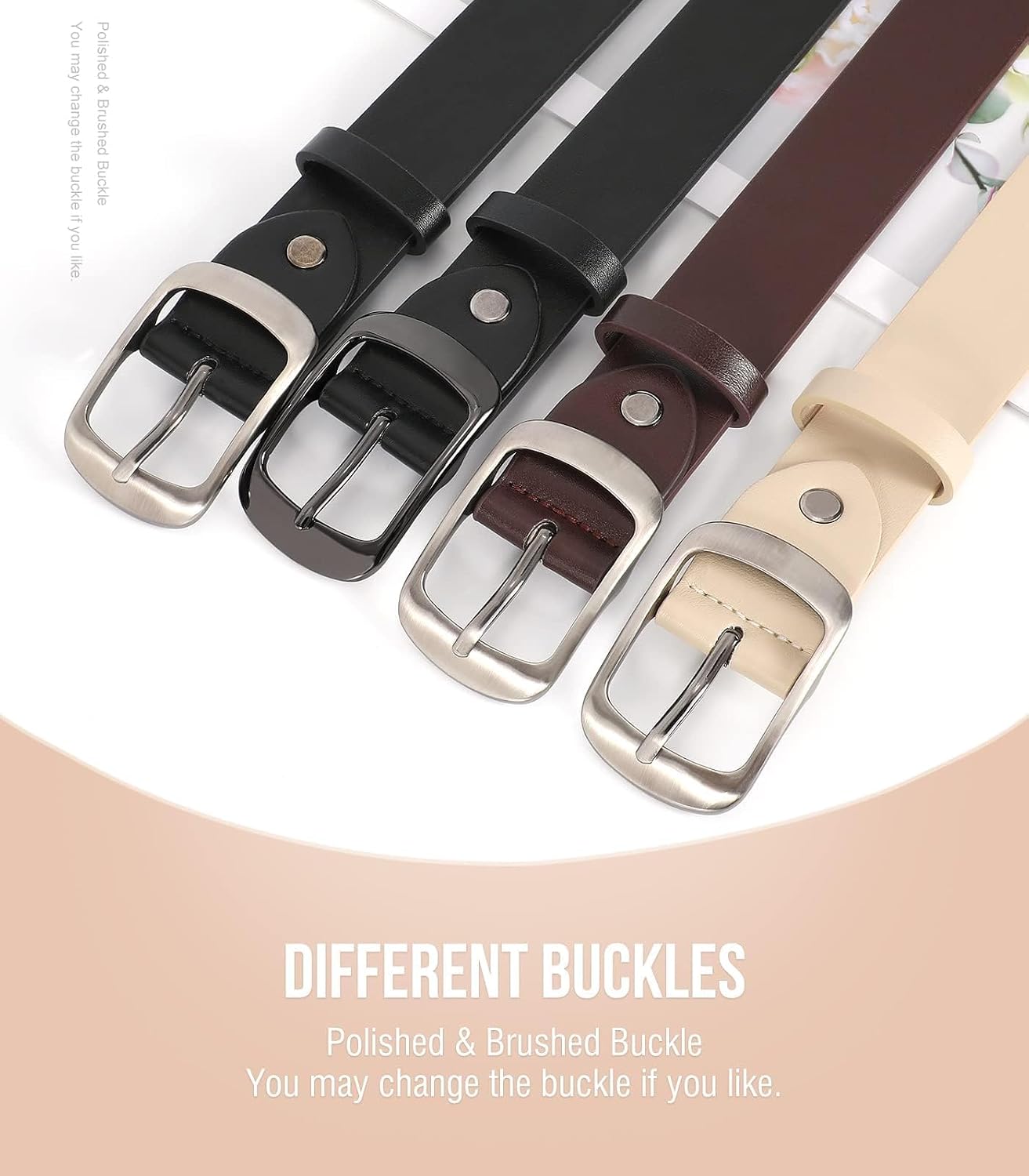 HOTVONMELLI 2 Packs Women Leather Belts for Jeans Fashion Leather Ladies Waist Belt
