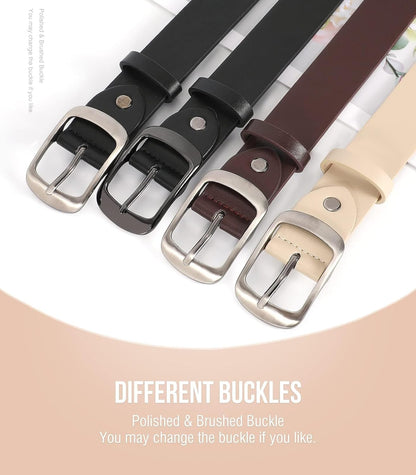 HOTVONMELLI 2 Packs Women Leather Belts for Jeans Fashion Leather Ladies Waist Belt