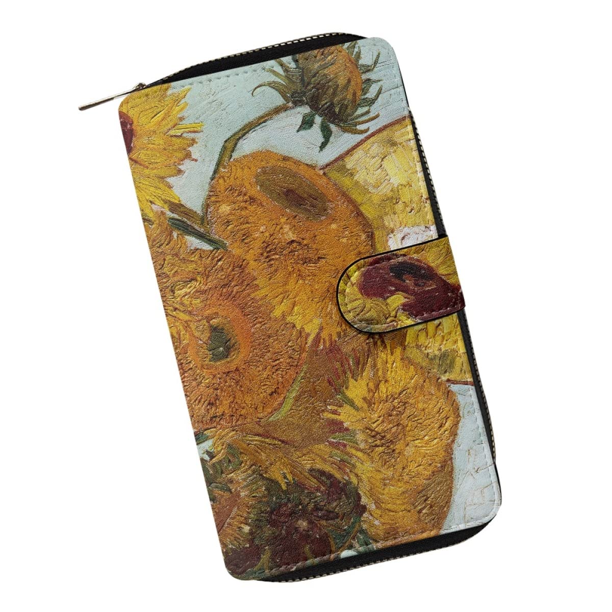HOTjoo meryer Monet Oil Painting Flap Long Wallet Water Lilies Print Leather Wallet for Women Men,Monet Water Lilies