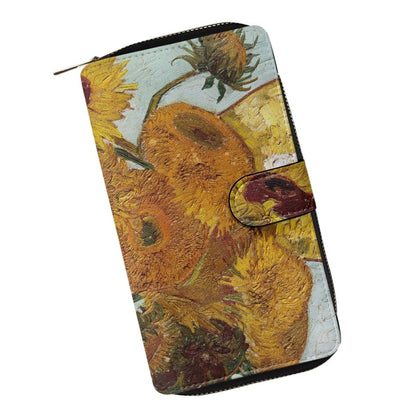 HOTjoo meryer Monet Oil Painting Flap Long Wallet Water Lilies Print Leather Wallet for Women Men,Monet Water Lilies
