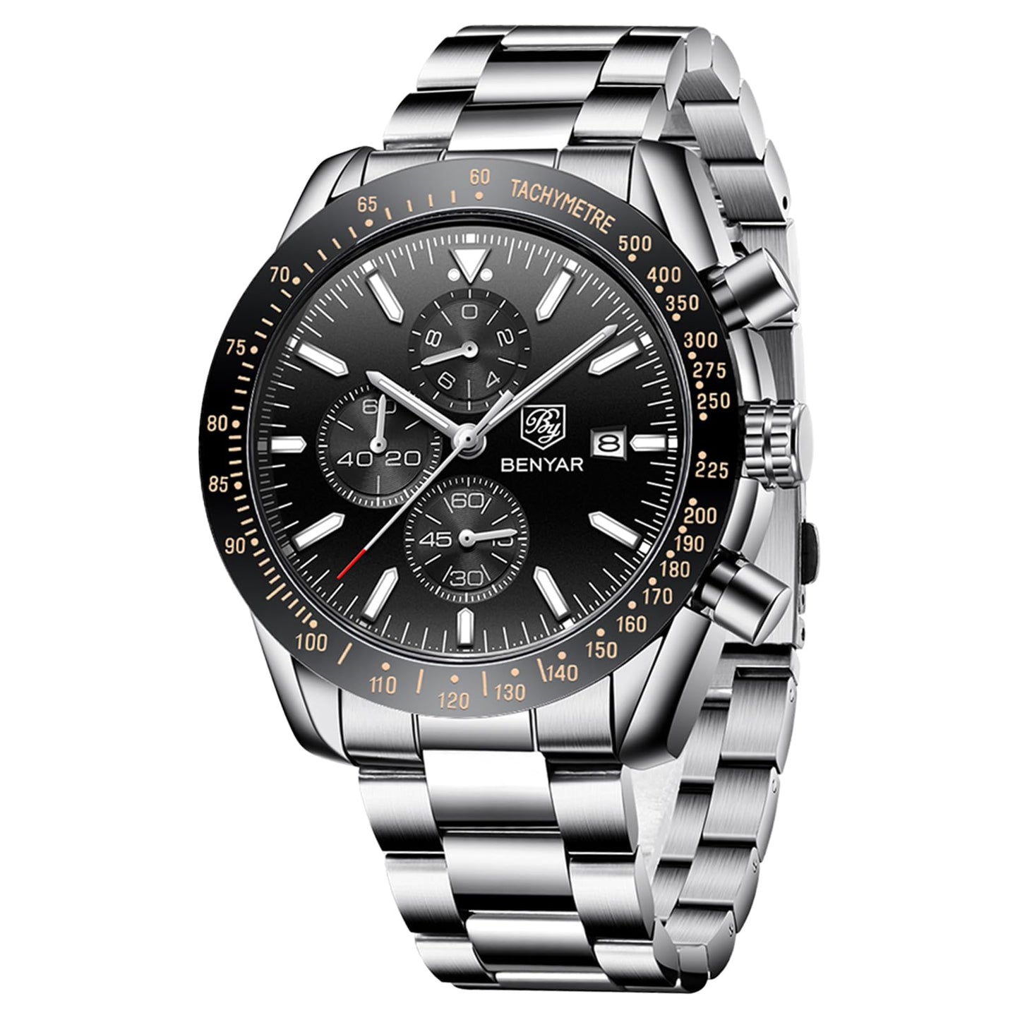 HOTBENYAR Mens Watches Quartz Movement Chronograph Leather Strap Fashion Business Sport Design 30M Waterproof Scratch Resistant Elegant Gifts for Men