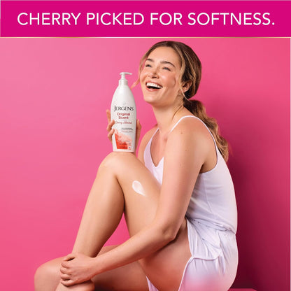 HOTJergens Original Scent Dry Skin Body Lotion, Hand and Body Moisturizer, Cherry Almond Essence, Dermatologist Tested, 32 Oz