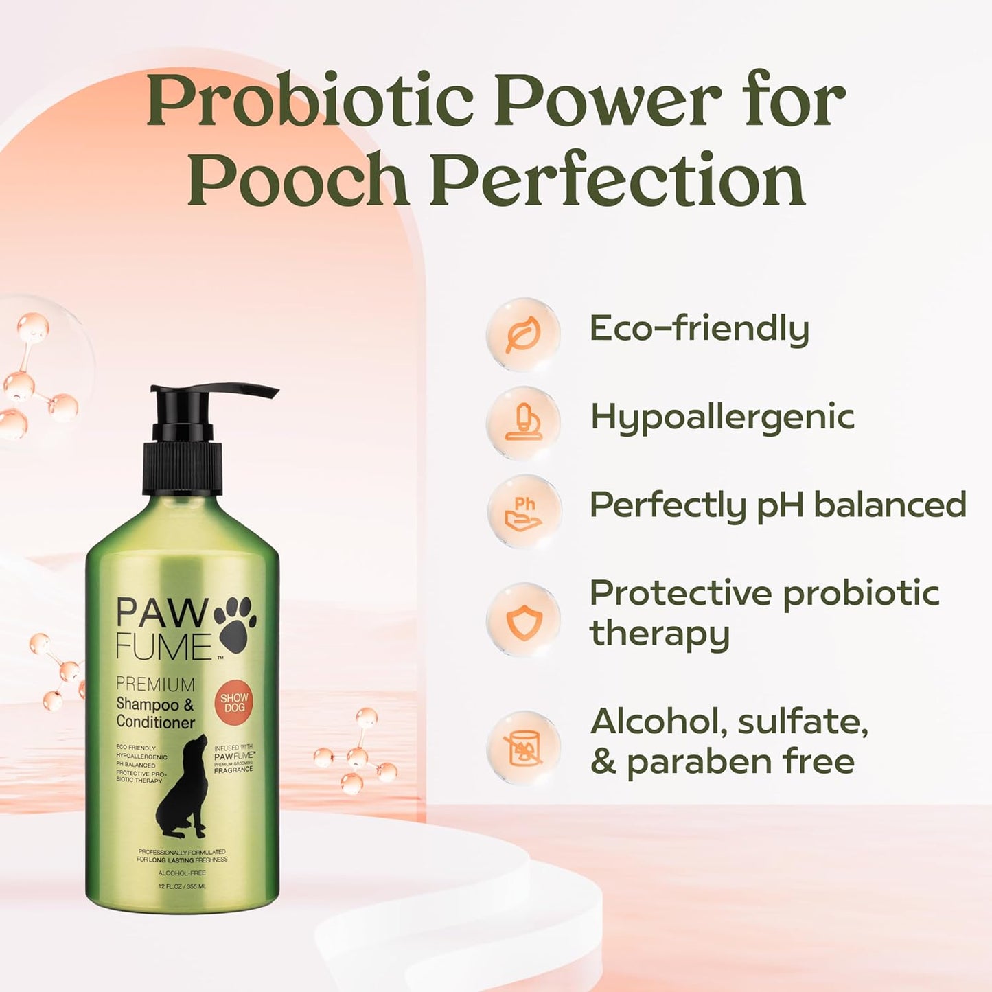 HOTPAWFUME Deshedding Dog Shampoo and Conditioner, Show Dog, 1-Pack – Nourish & Detangle for Silky Soft Coat – Probiotic, Deep-Cleaning, pH-Balanced Formula – Salon-Quality Shampoo for Dogs