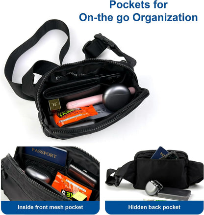 HOTPander Belt Bag Large 2L, Nylon Fanny Pack Purse for Women and Men with Adjustable Strap